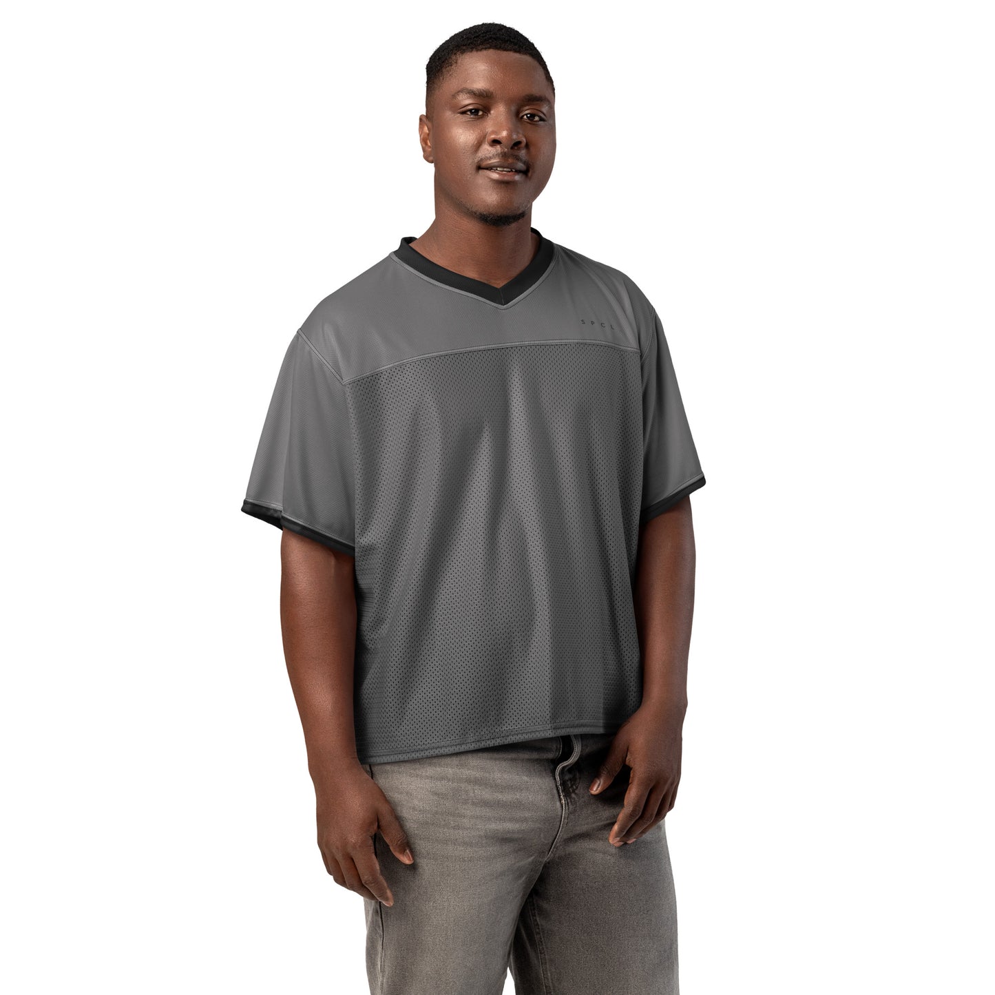 S P C L . Boxy football jersey GREY/BLACK