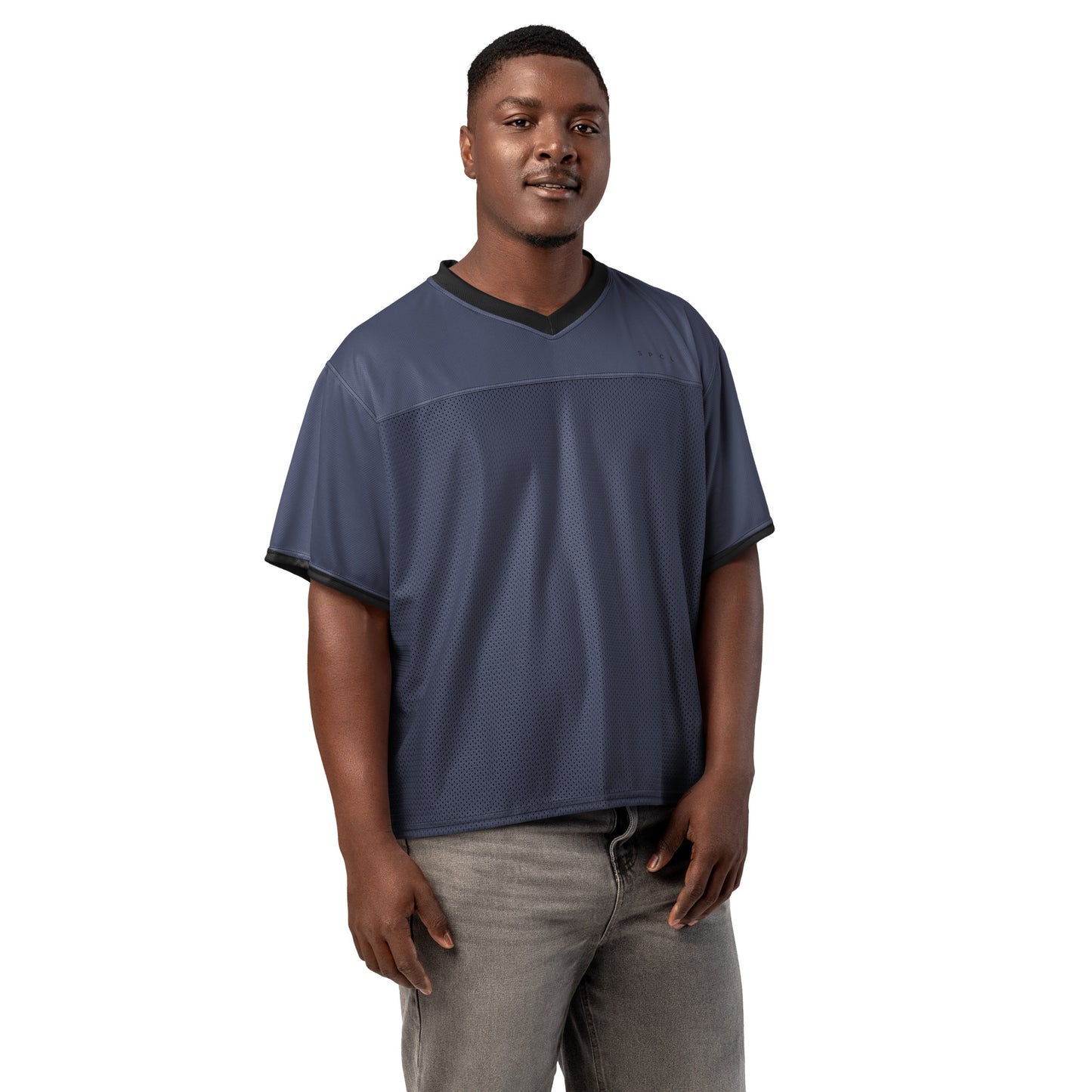 S P C L . Boxy football jersey BLUE/BLACK