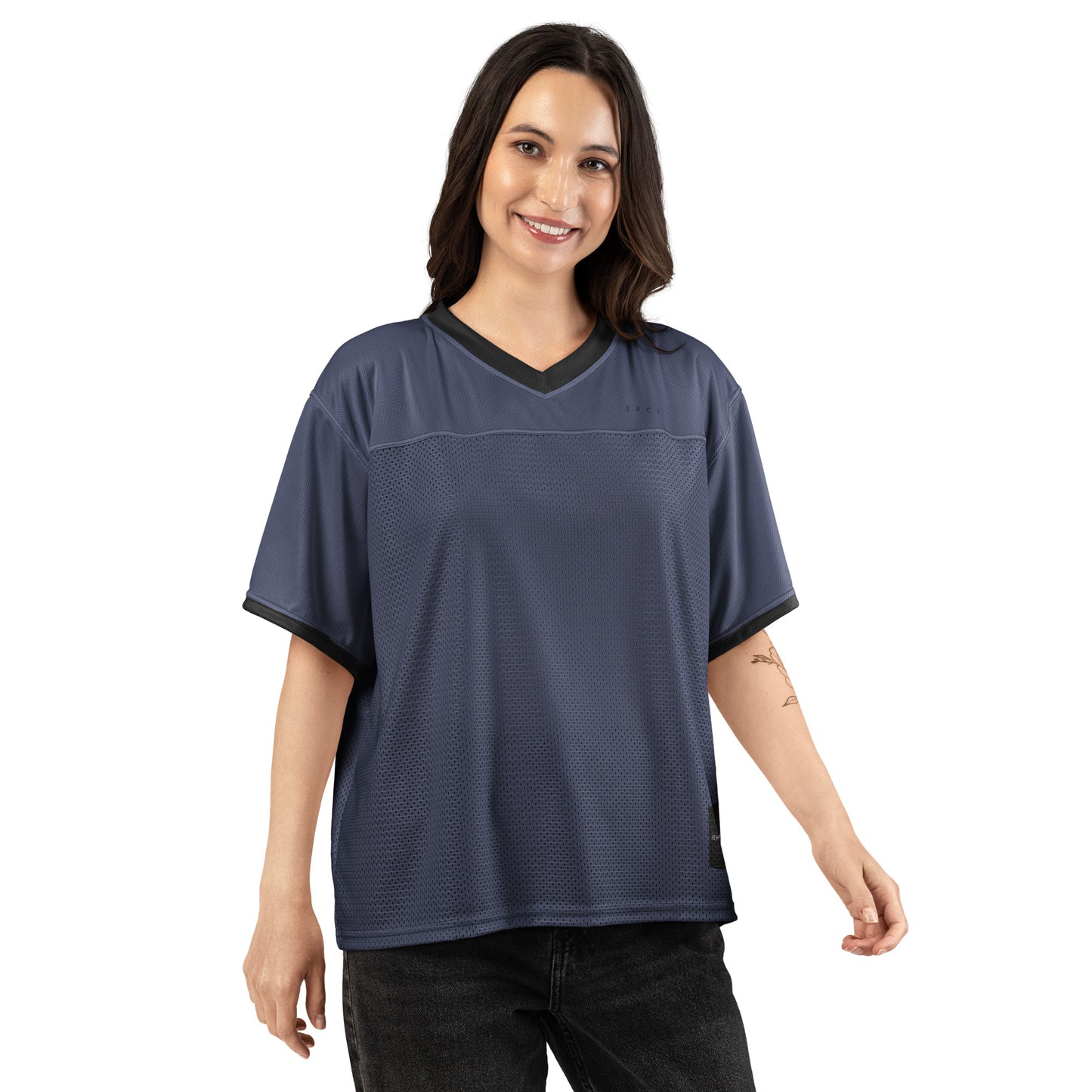 S P C L . Boxy football jersey BLUE/BLACK