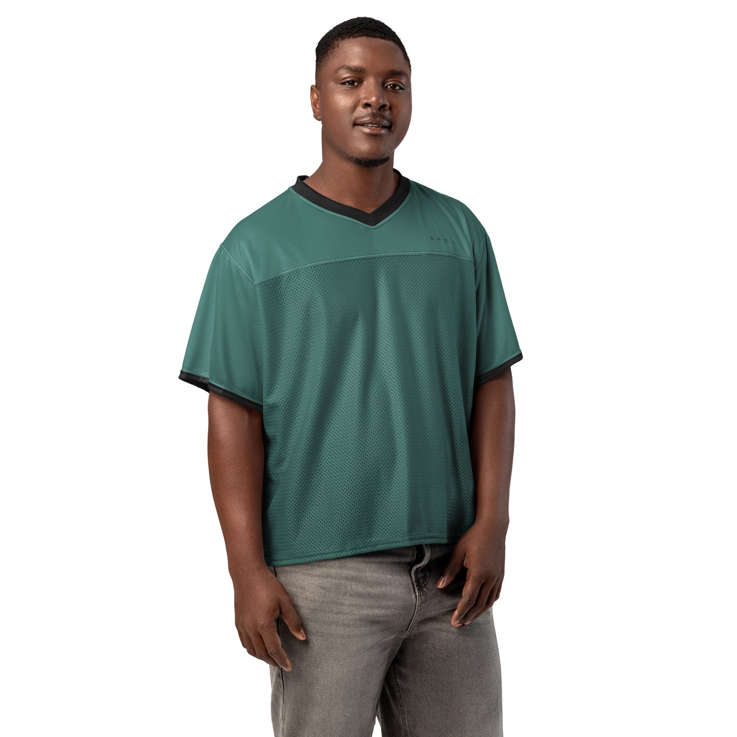 S P C L . Boxy football jersey GREEN/BLACK