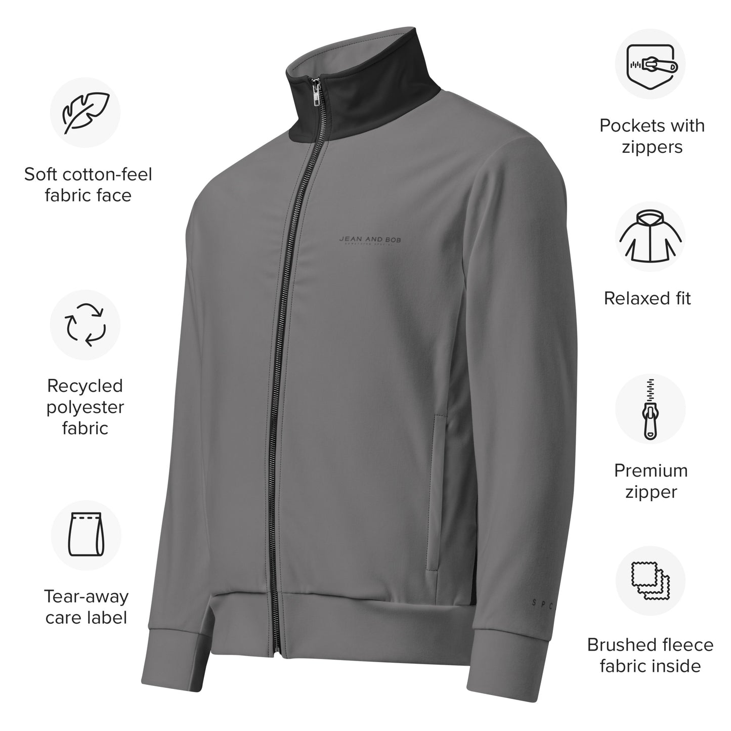 S P C L . Unisex track jacket GREY/BLACK NEW
