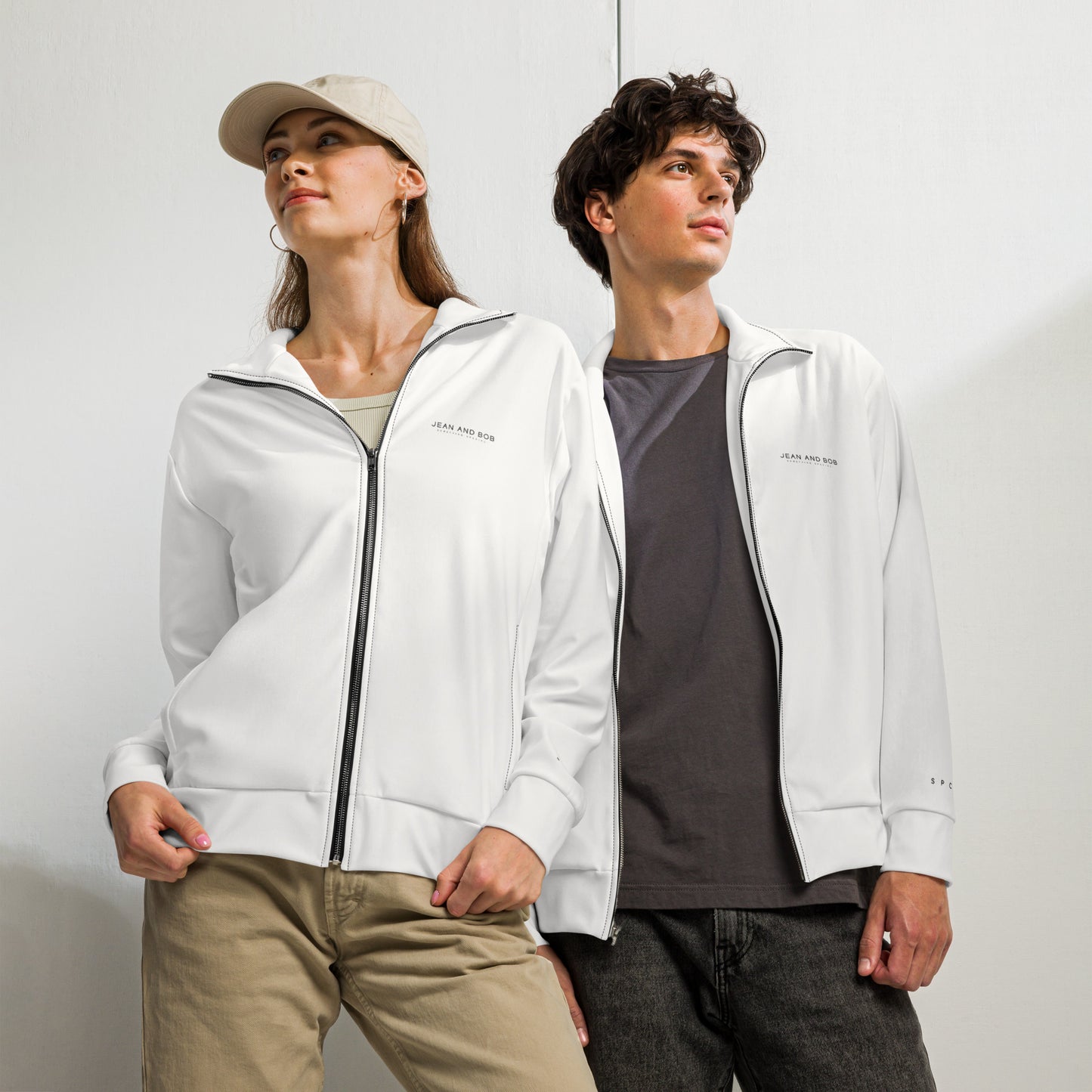 S P C L . Unisex track jacket WHITE/BLACK