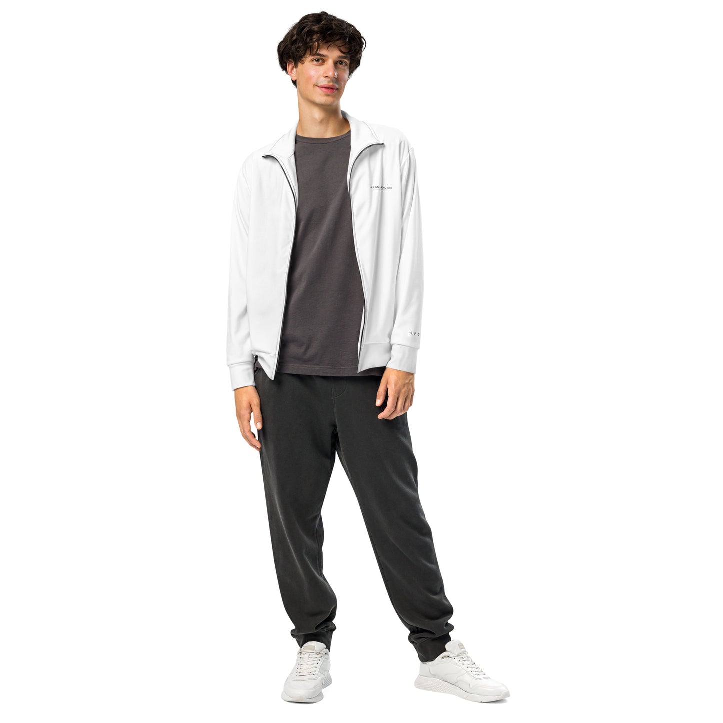 S P C L . Unisex track jacket WHITE/BLACK