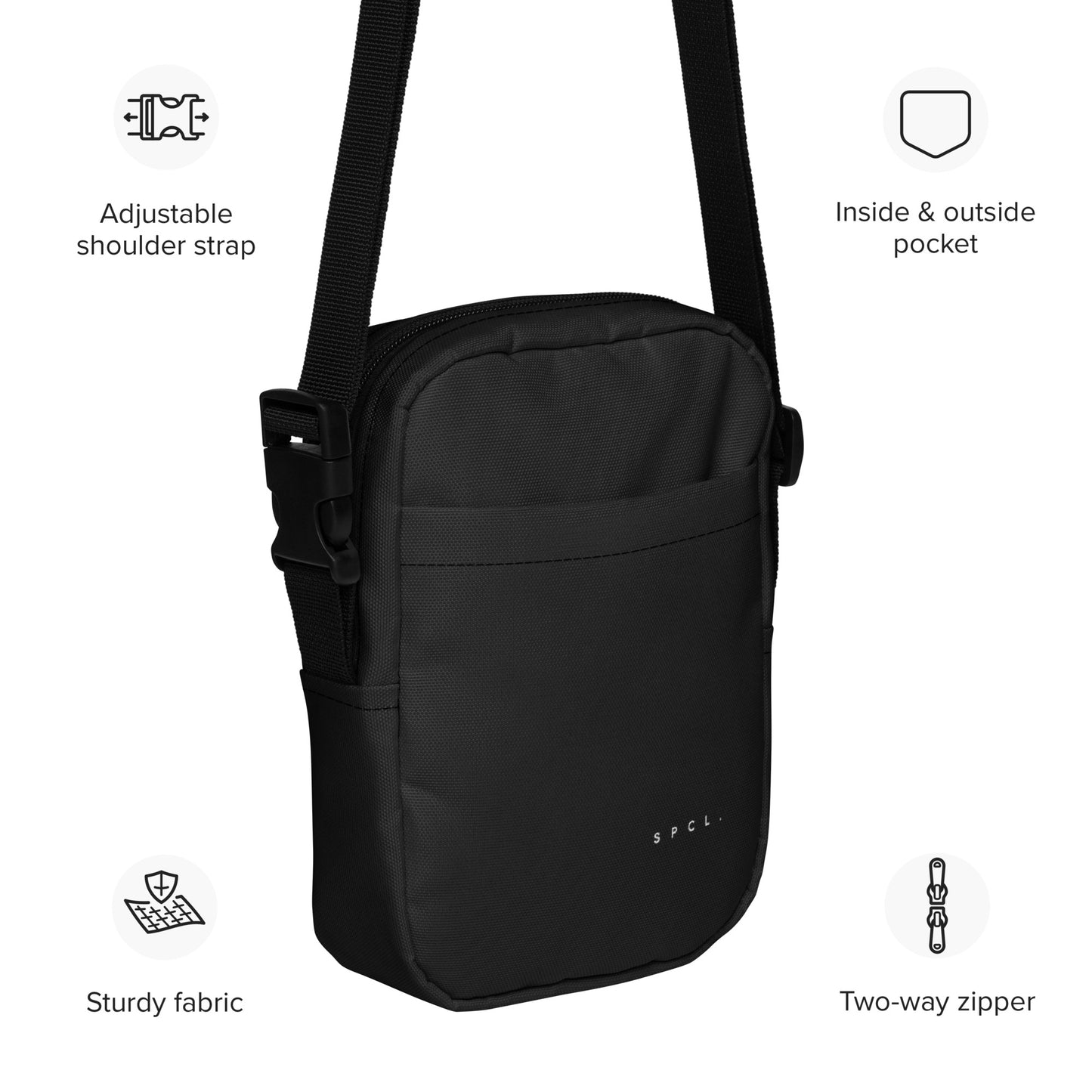 S P C L . Utility crossbody bag BLACK