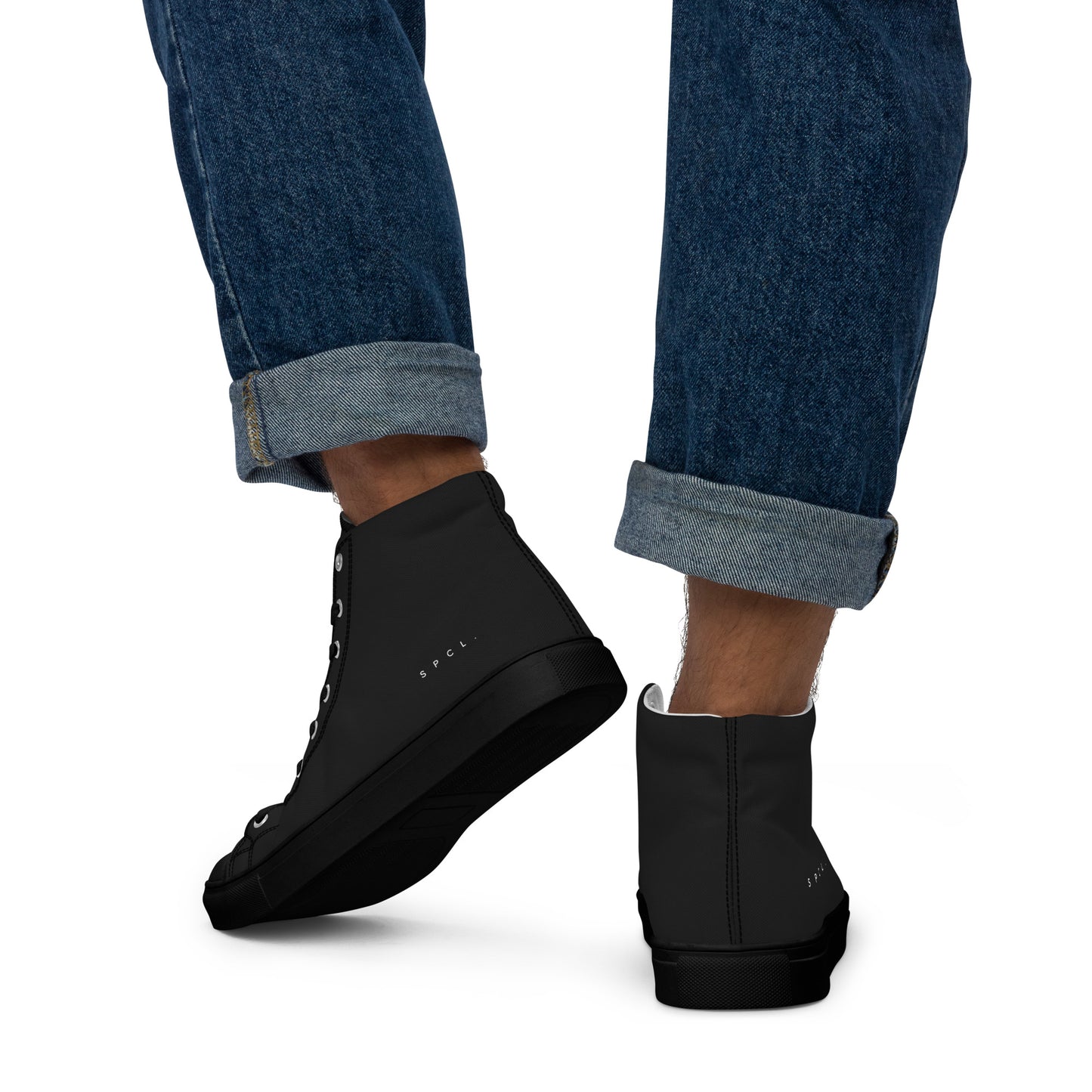 S P C L . Men’s high-top canvas shoes BLACK/WHITE/BLACK