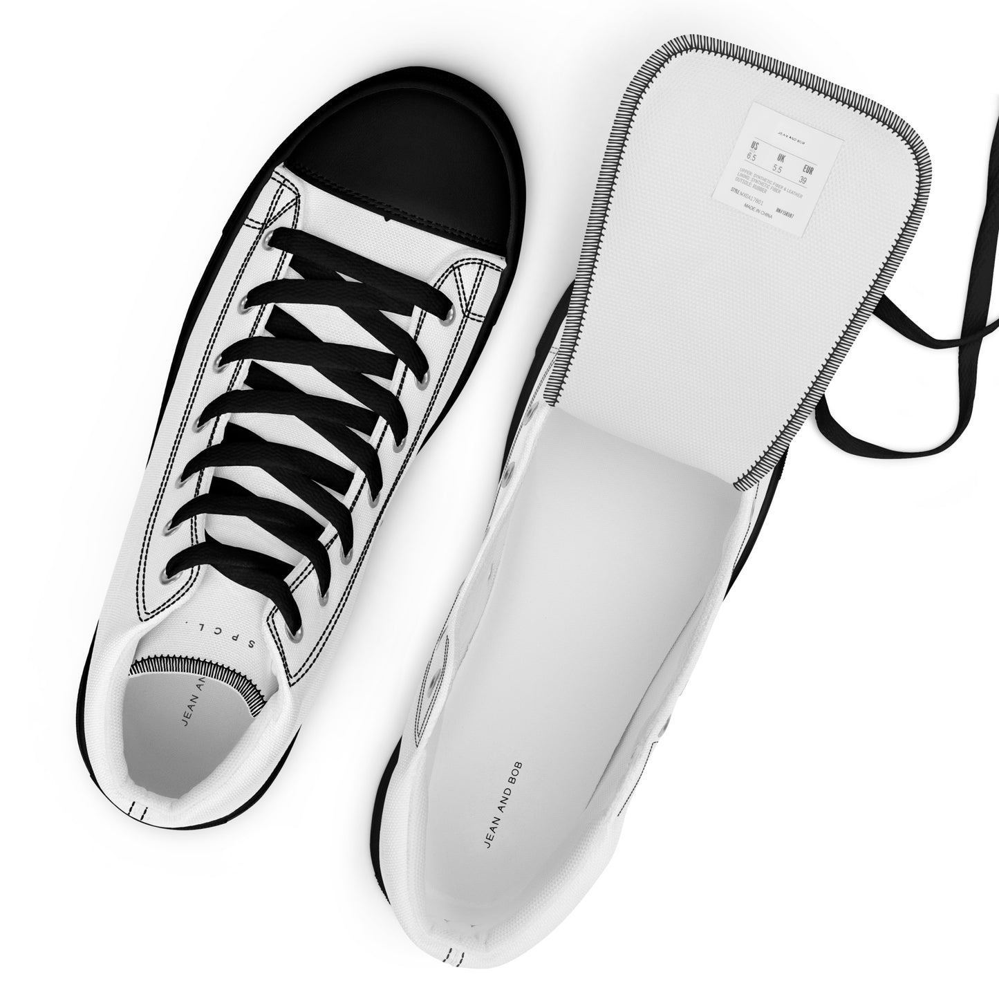 S P C L . Men’s high-top canvas shoes WHITE/RED/BLACK