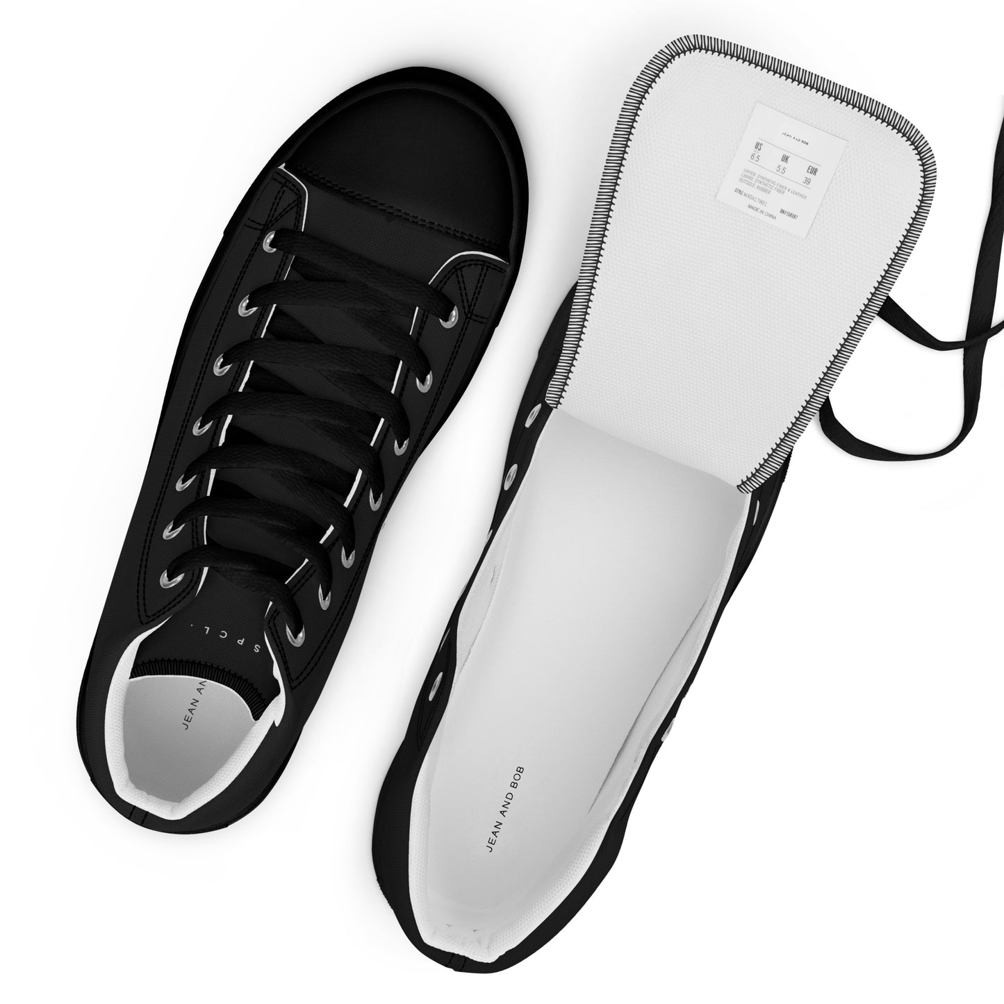 S P C L . Men’s high-top canvas shoes BLACK/WHITE/BLACK