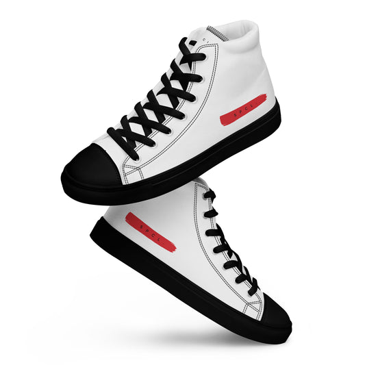 S P C L . Men’s high-top canvas shoes WHITE/RED/BLACK