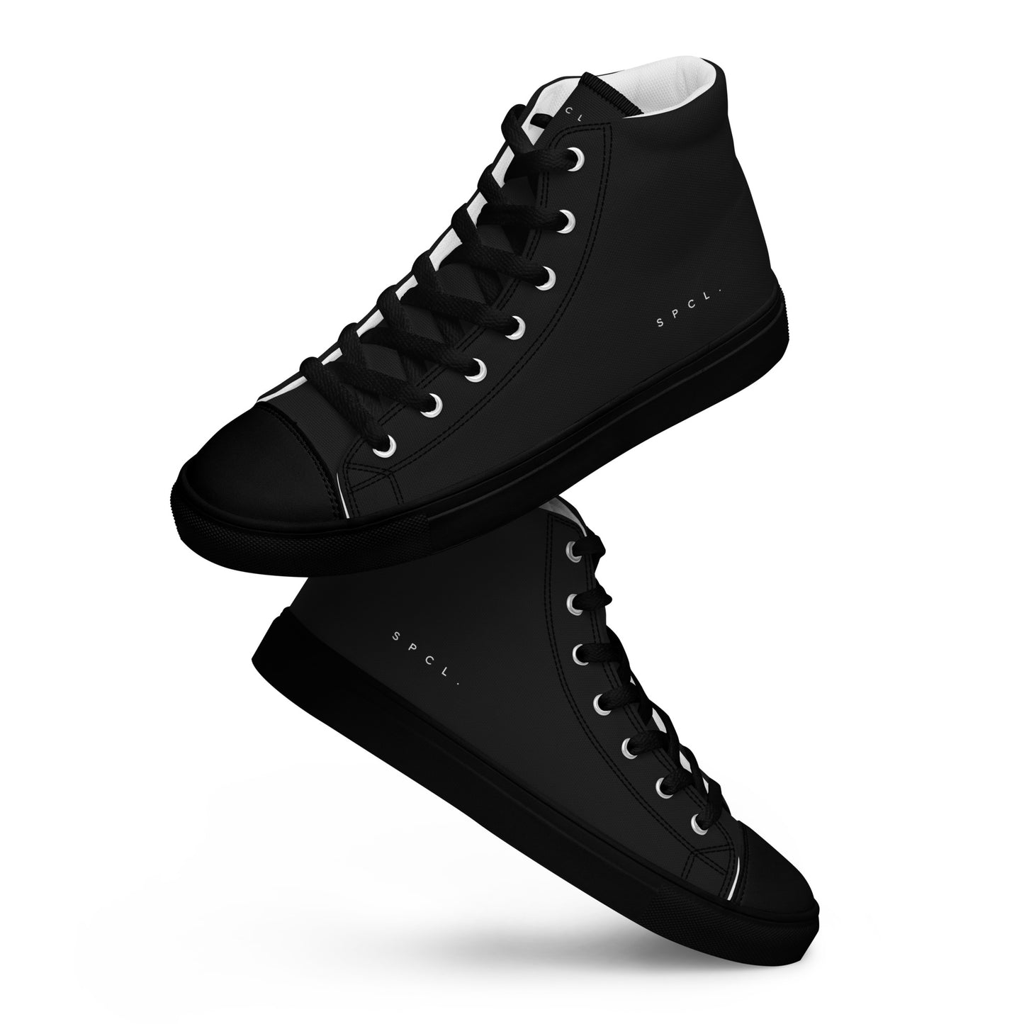 S P C L . Men’s high-top canvas shoes BLACK/WHITE/BLACK