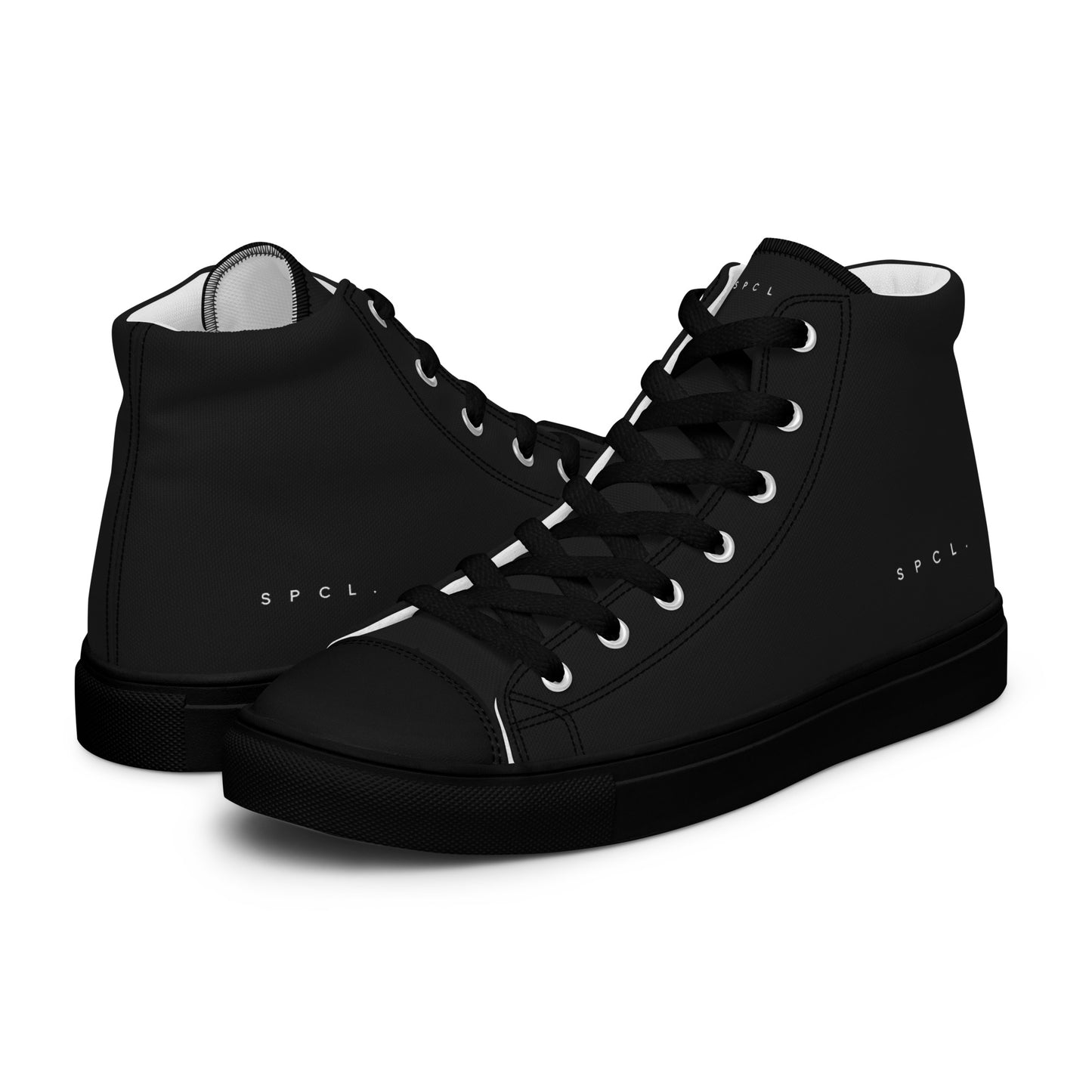 S P C L . Men’s high-top canvas shoes BLACK/WHITE/BLACK