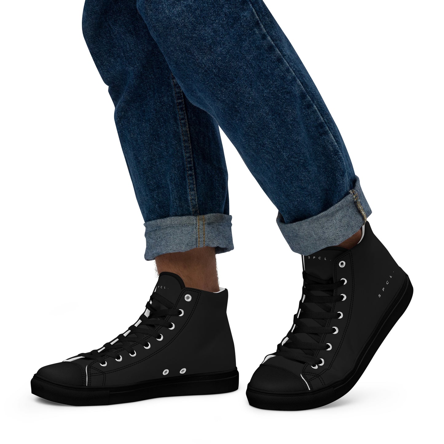 S P C L . Men’s high-top canvas shoes BLACK/WHITE/BLACK