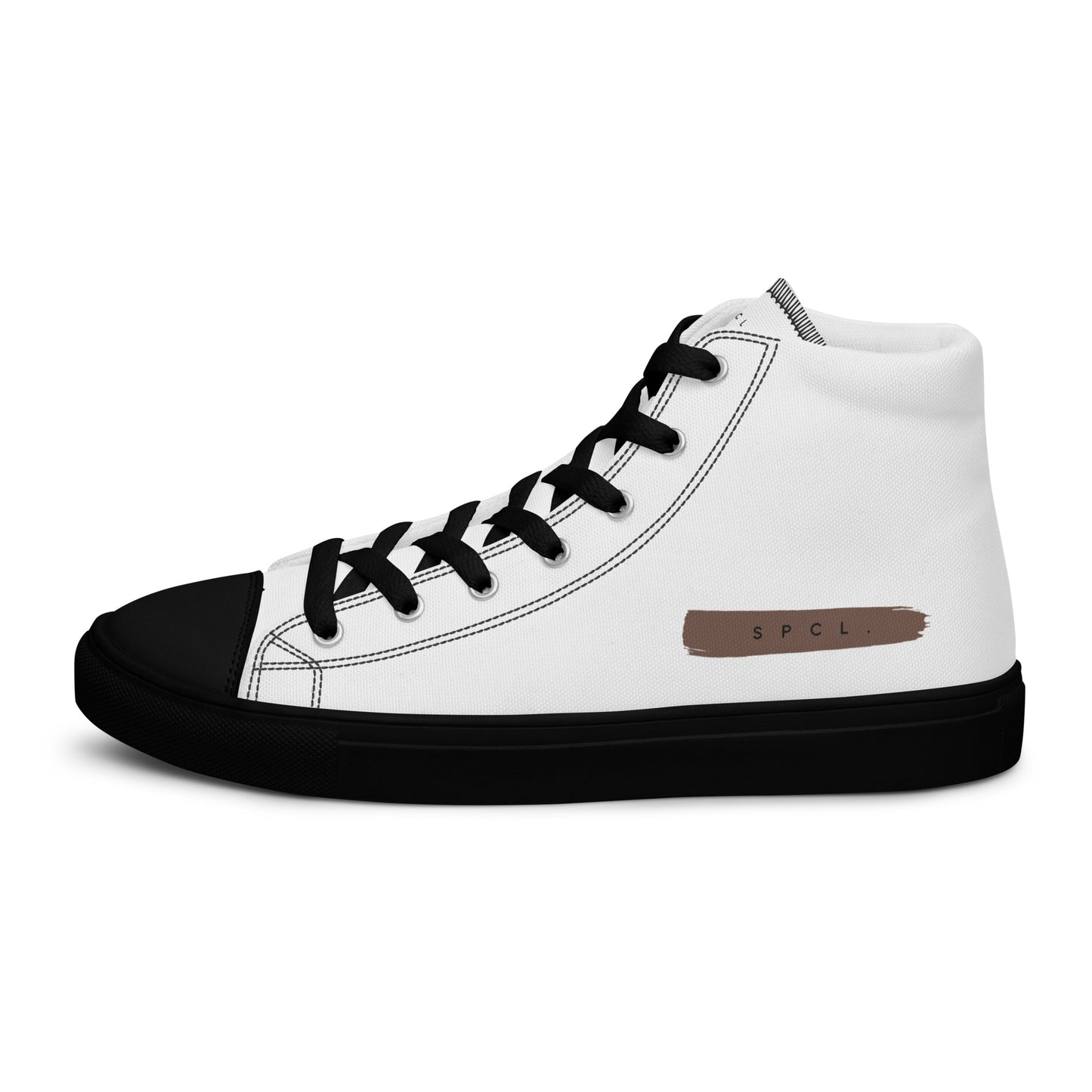 S P C L . Men’s high-top canvas shoes WHITE/BROWN/BLACK