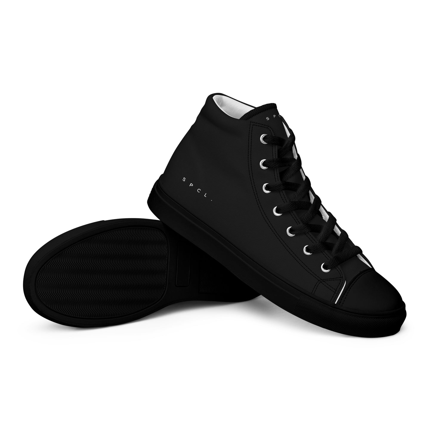 S P C L . Men’s high-top canvas shoes BLACK/WHITE/BLACK