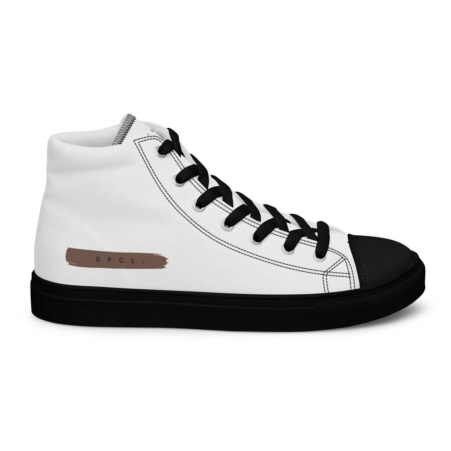S P C L . Men’s high-top canvas shoes WHITE/BROWN/BLACK