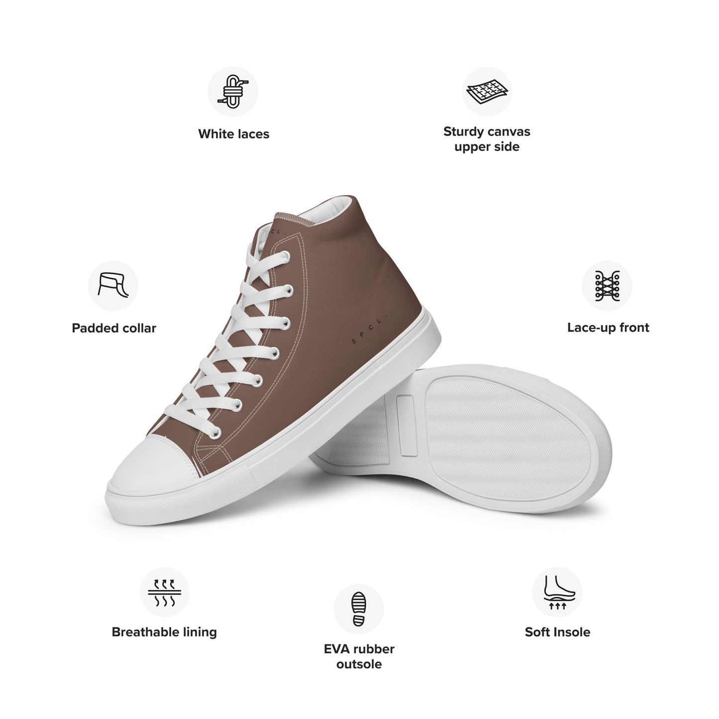 S P C L . Men’s high-top canvas shoes BROWN/BLACK/WHITE
