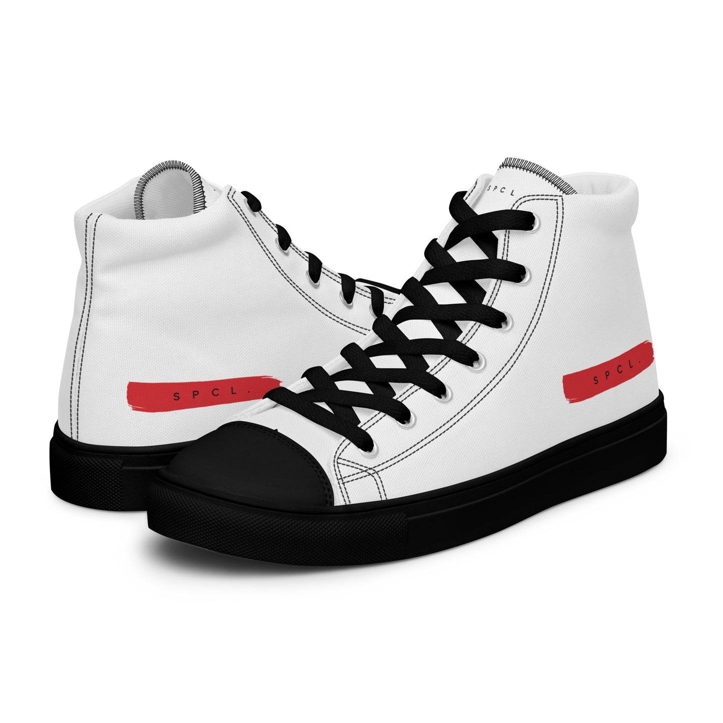 S P C L . Women’s high-top canvas shoes WHITE/RED/BLACK