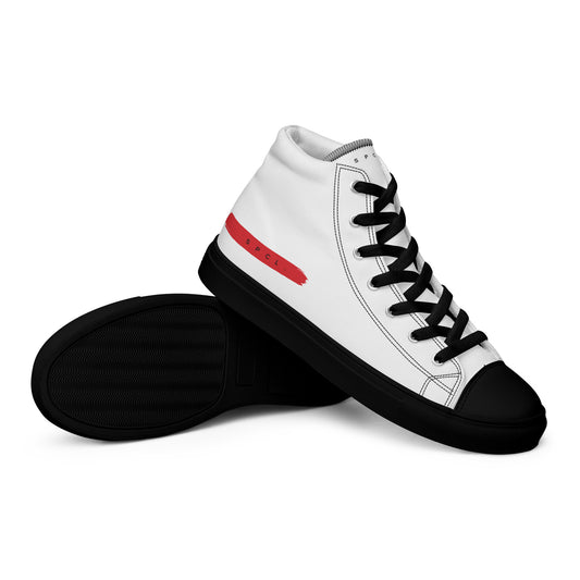 S P C L . Women’s high-top canvas shoes WHITE/RED/BLACK