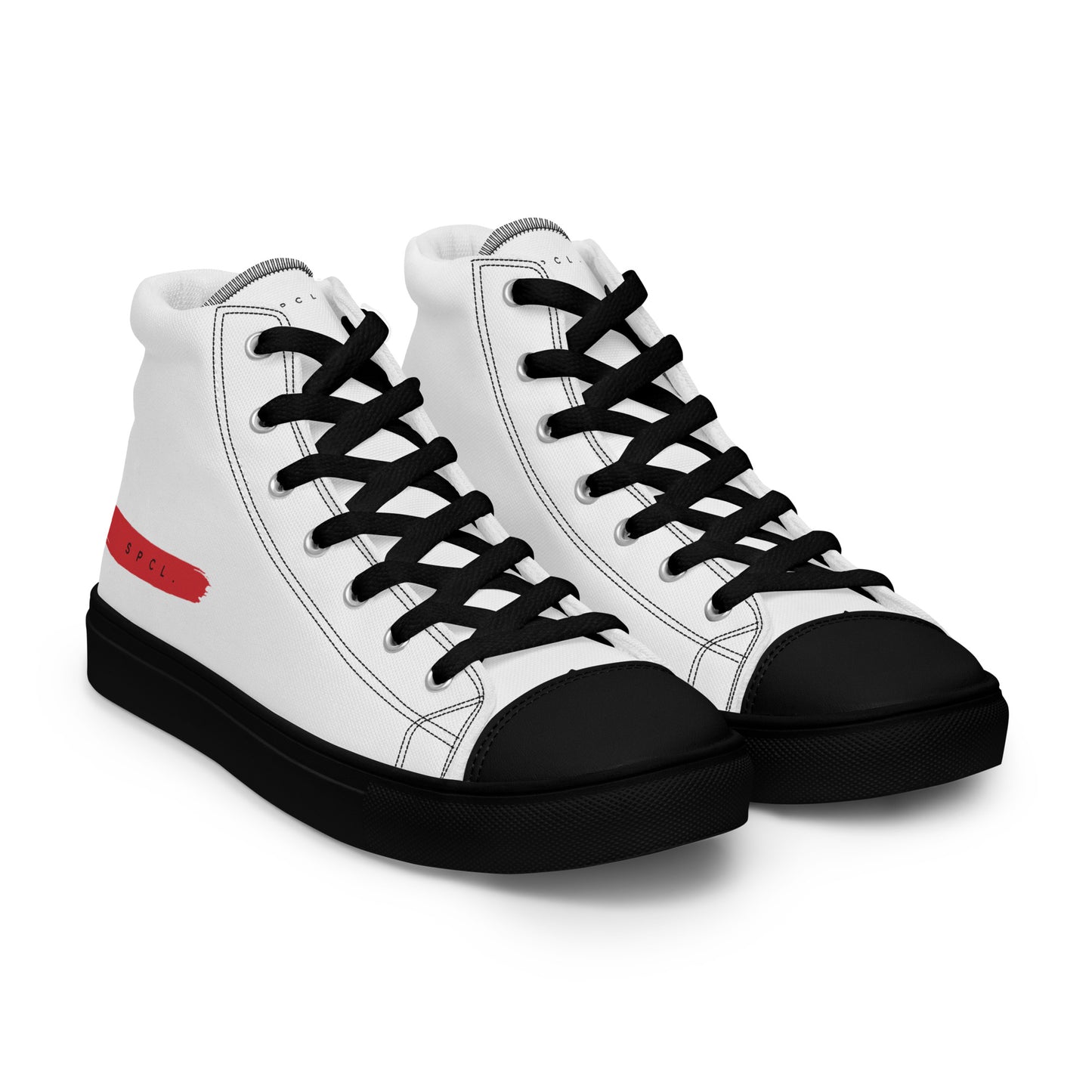 S P C L . Women’s high-top canvas shoes WHITE/RED/BLACK