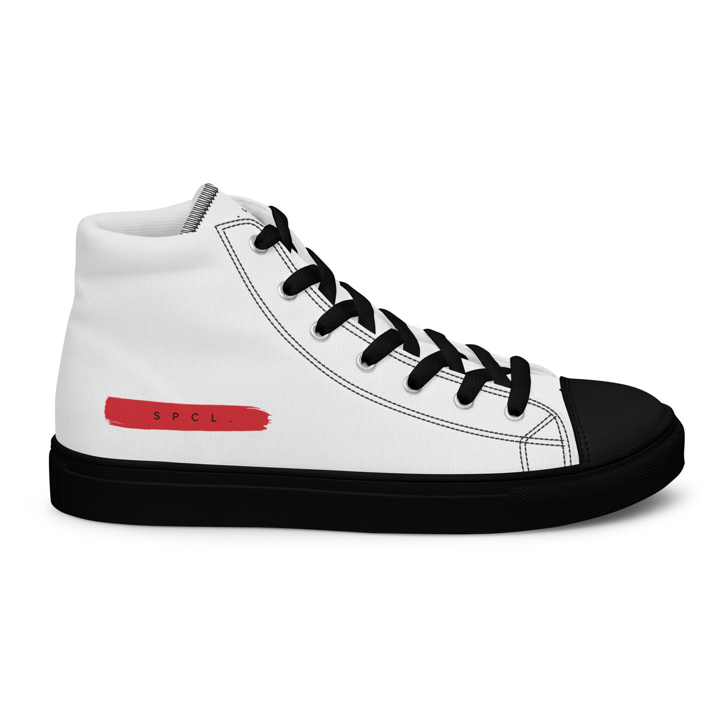 S P C L . Women’s high-top canvas shoes WHITE/RED/BLACK